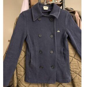 Y2K Lacoste Heavyweight Pique Knit Cotton Jersey Double-Breasted Blazer - EU 34